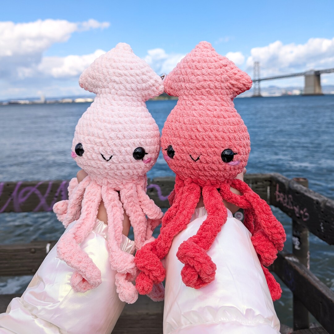 Squid Ombré Crocheted Plushie, Animal Plushies, Squid Cute Plush, Amigurumi, Handmade Gifts, Cute Animals, Soft Toys, Birthday Gifts MakerPlace by